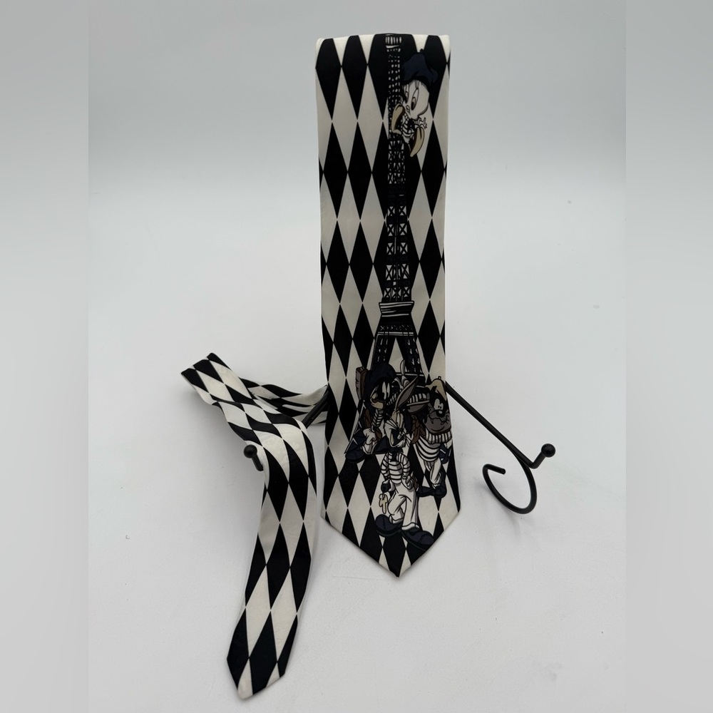 Looney Tunes Mania 1996 Vintage Men’s Tie Paris Eiffel Tower - Bugz, Tweety, Taz